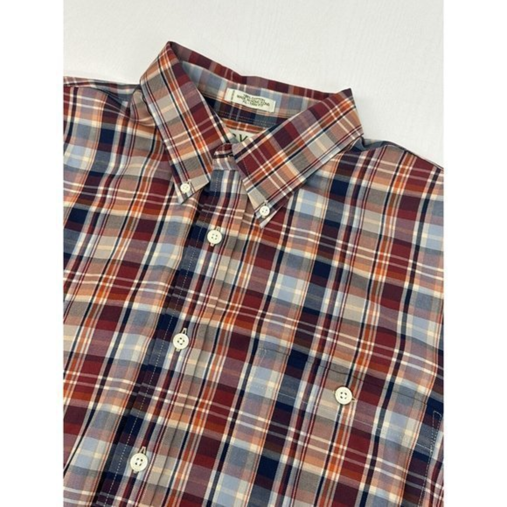 Orvis Mens Long‎ Sleeve Button Down Shirt Red Plaid Cotton XL - Trim Fit